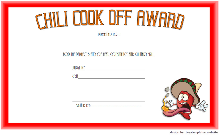 Free Printable Chili Cook Off Certificates