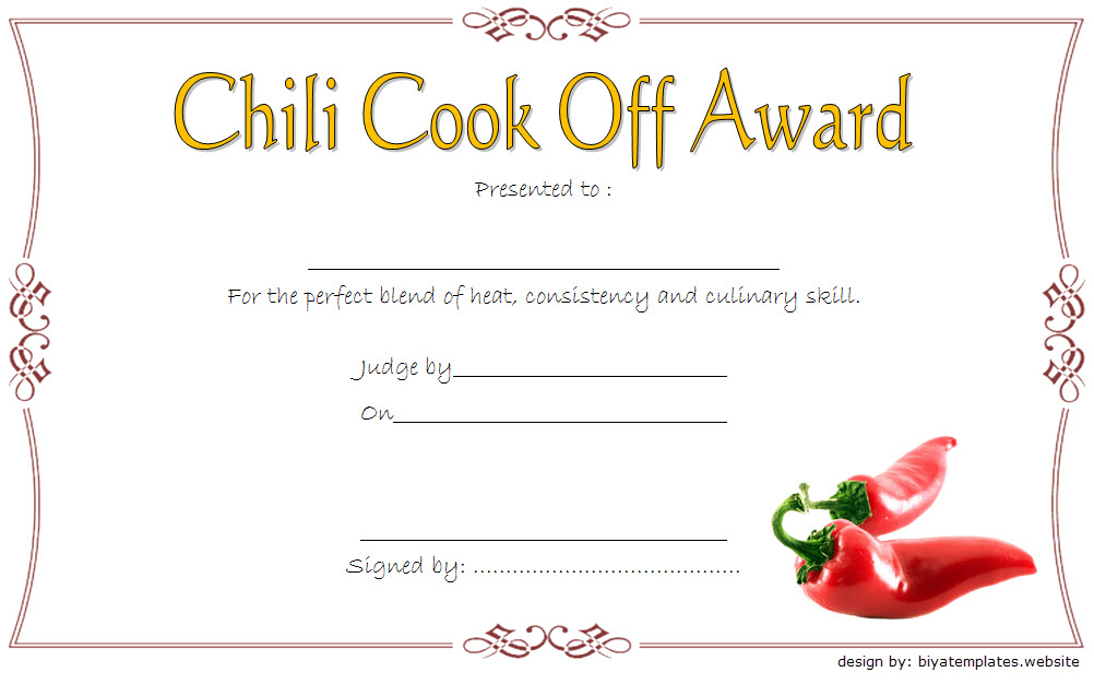 Fresh Chili Cook Off Award Certificate Template Free Best Templates Ideas