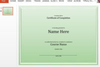 Course Completion Certificate Template For Powerpoint intended for Fresh Training Completion Certificate Template