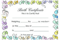 Cute Looking Birth Certificate Template , Birth Certificate for Cute Birth Certificate Template