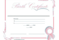 Cute Looking Birth Certificate Template , Birth Certificate intended for Unique Cute Birth Certificate Template
