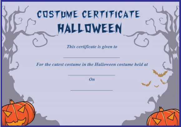 Cutest Halloween Costume Certificate Template | Certificate intended for Halloween Costume Certificates 7 Ideas Free
