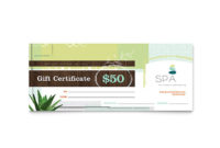 Day Spa Gift Certificate Template Design for Fresh Spa Gift Certificate