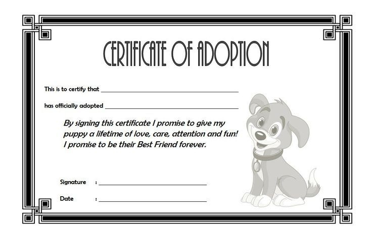 Dog Adoption Certificate Free Printable (1St Design) In 2020 for Unique Pet Adoption Certificate Editable Templates