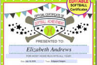 Editable Softball Certificates Instant Download Softball for 10 Free Printable Softball Certificate Templates