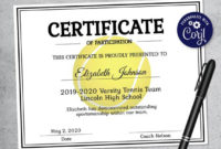 Editable Tennis Certificate Template – Printable Certificate Template –  Tennis Certificate Template Personalized Diploma Certificate with Tennis Certificate Template