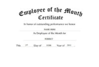 Employee Of The Month Certificate Free Templates Clip Art in Unique Employee Of The Month Certificate Template Word