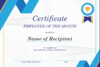 Employee Of The Month Certificate pertaining to Best Best Employee Certificate Template