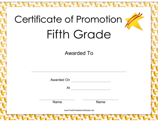 Fifth Grade Promotion Certificate Printable Certificate throughout Best Certificate Of Job Promotion Template 7 Ideas