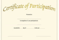 Fill In The Blank Certificates | Certificate Of inside Participation Certificate Templates Free Printable