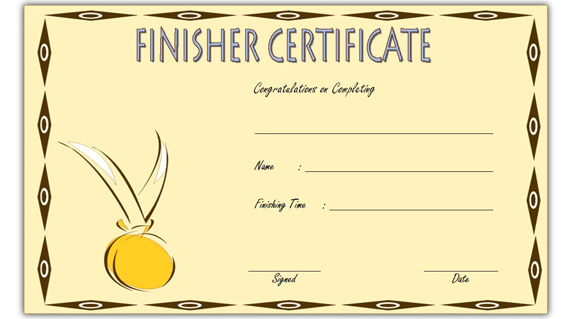 Finisher Certificate Template Free 3 In 2020 | Certificate throughout Best Finisher Certificate Template