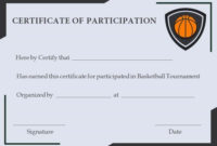 Free Basketball Participation Certificate | Participation in Unique Basketball Participation Certificate Template