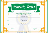 Free Editable Honor Roll Certificate Design In Green Haze with Unique Certificate Of Honor Roll Free Templates