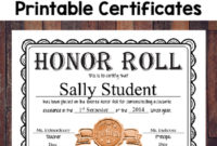 Free Editable Honor Roll Certificates for Unique Certificate Of Honor Roll Free Templates