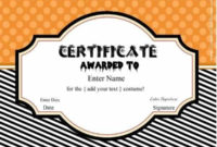 Free Halloween Costume Awards | Customize Online | Instant with Best Best Costume Certificate Printable Free 9 Awards