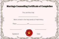 Free Marriage Counseling Certificate Of Completion Template in Marriage Counseling Certificate Template