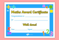 Free! – Maths Award Certificate (Teacher Made) for Fresh Math Certificate Template 7 Excellence Award