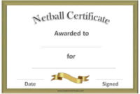Free Netball Certificates with regard to Best Netball Achievement Certificate Template