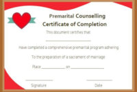 Free Premarital Counseling Certificate Of Completion in Marriage Counseling Certificate Template