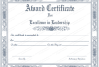 Free Printable Best Leader Award Certificate Template for Leadership Certificate Template Designs