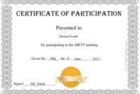 Free Printable Certificate Of Participation Award regarding Unique Participation Certificate Templates Free Printable
