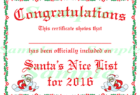 Free Printable Certificates From Santa | Christmas Lettering in Santas Nice List Certificate Template Free