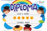 Free Printable Colorful Kids Diploma Certificate Template throughout Preschool Graduation Certificate Free Printable