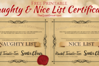 Free Printable Naughty And Nice List Certificates ⋆ The in Best Free 9 Naughty List Certificate Templates