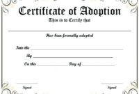 Free Printable Sample Certificate Of Adoption Template for Fresh Pet Adoption Certificate Template