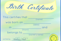 Free Printable Stuffed Animal Birth Certificates – Blueberry in Stuffed Animal Birth Certificate Templates