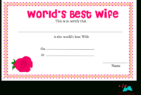 Free Printable World'S Best Wife Certificates With in Best Best Wife Certificate Template
