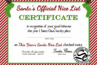 Free Santa'S Official Nice List Certificate | Santa'S Nice pertaining to Santas Nice List Certificate Template Free