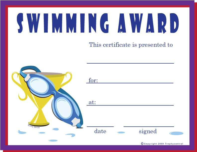 Free Swimming Certificates, Printable Swimming Certificate regarding Best Swimming Achievement Certificate Free Printable