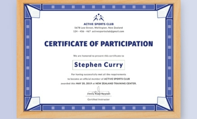 Free Templates For Certificates Of Participation (7 for Fresh Physical Fitness Certificate Template 7 Ideas