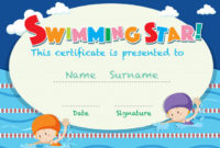 Free Vector | Certificate Template With Kids Swimming pertaining to Swimming Certificate Template