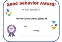 Good Behavior Award Certificate | Reading Certificates with Unique Good Behaviour Certificate Editable Templates