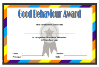 Good Behavior Certificate Free Printable 10 In 2020 | Best intended for Good Behaviour Certificate Template 10 Kids Awards