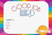 Good Job Certificate | Certificate Templates, Good Job with regard to Fresh Good Job Certificate Template