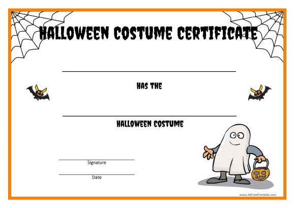 Halloween Costume Certificate – Free Printable throughout Unique ...