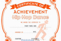 Hip Hop Dance Certificate Format In Blaze Orange, Your Pink intended for Fresh Hip Hop Dance Certificate Templates