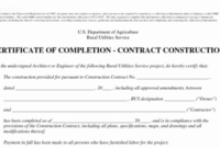 How To Write Certificate Of Completion Construction inside Certificate Of Construction Completion Template