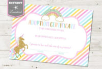 Instant Download Unicorn Printable 5X7 Adoption Certificates / Glitter  Pastel Unicorns & Rainbows Collection / Item #3525 in Unicorn Adoption Certificate Templates