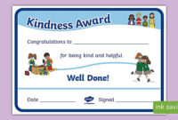 Kindness Award Certificate with Kindness Certificate Template 7 New Ideas Free