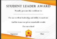 Leadership Award Certificate Template (7) – Templates intended for Best Certificate Of Job Promotion Template 7 Ideas