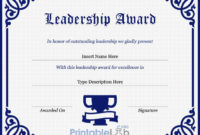 Leadership Award Certificate Template In Navy Blue, Midnight regarding Leadership Award Certificate Template