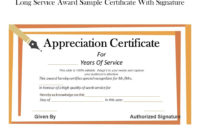 Long Service Award Sample Certificate With Signature for Fresh Long Service Award Certificate Templates