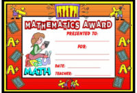 Math Awards Certificates for Math Award Certificate Template