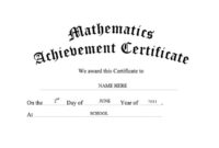 Mathematics Achievement Certificate Free Templates Clip Art within Best Math Achievement Certificate Printable