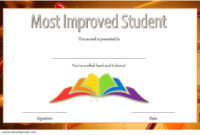 Most Improved Student Certificate Template Free 1 In 2020 intended for Unique Most Improved Student Certificate