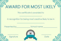 Most Likely Paper Plate Award | Award Certificates, Most with Best Most Likely To Certificate Template Free
